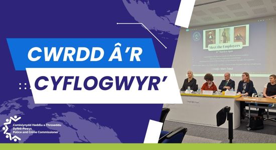 Comisiynydd yr Heddlu a Throseddu’n ymuno â Digwyddiad ‘Cwrdd â’r Cyflogwyr’ Prifysgol Aberystwyth 